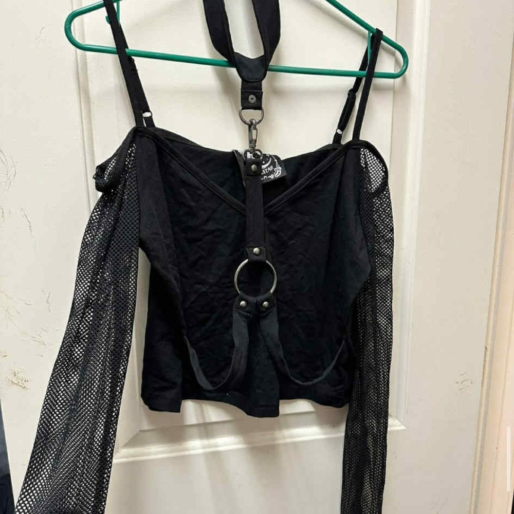 Killstar Black Asymmetrical Fitted Blouse